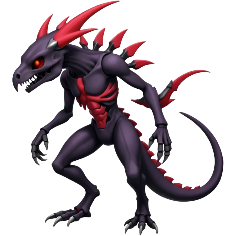 Shiny Badass Edgy Dark Evil Spectral Dusky Spooky Skull-faced Cool Hot Stylish Handsome Salandit-Darkrai-Genesect-Fakémon-fusion (full body) emoji