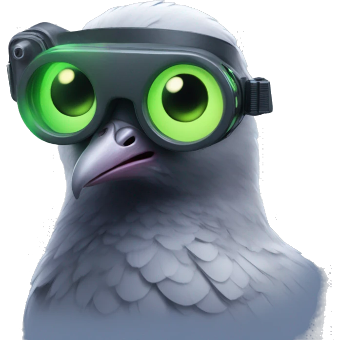 pixar pidgeon wearing night vision goggles emoji