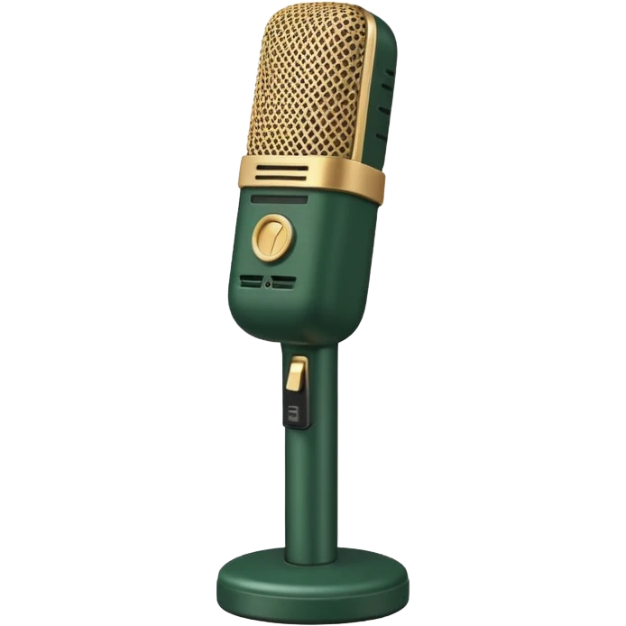 radio microphone, dark green with beige inserts, minimalism, angled view, emoji style emoji
