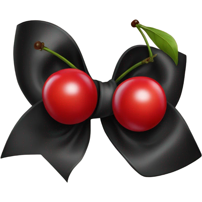 black bow with 2 red cherries emoji