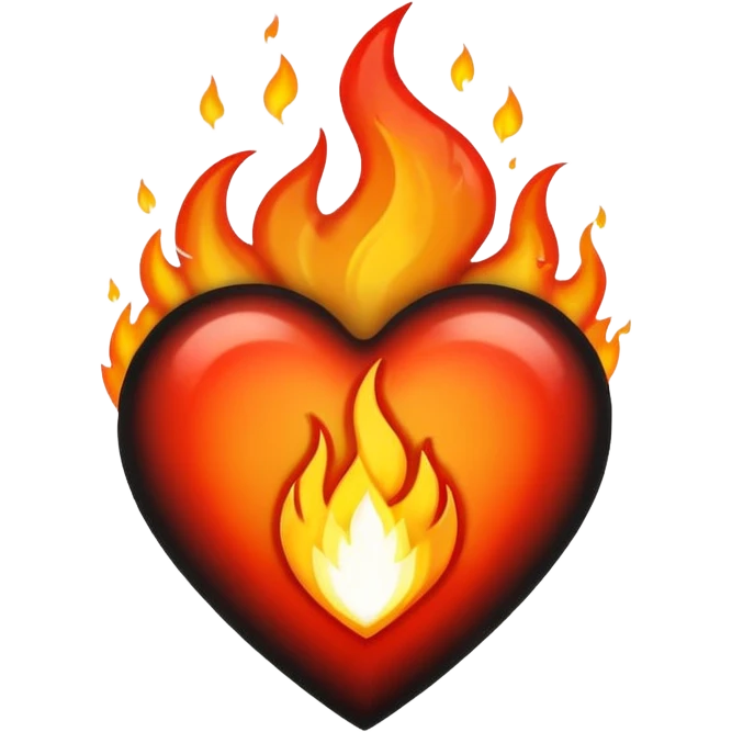 black heart with a flame effect emoji