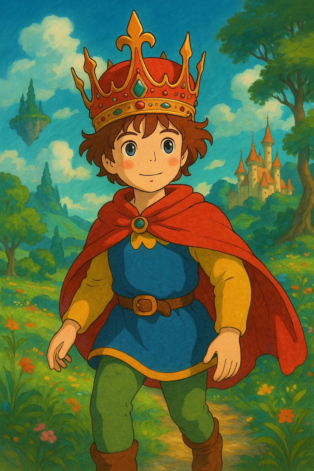 red crown, ghibli style emoji