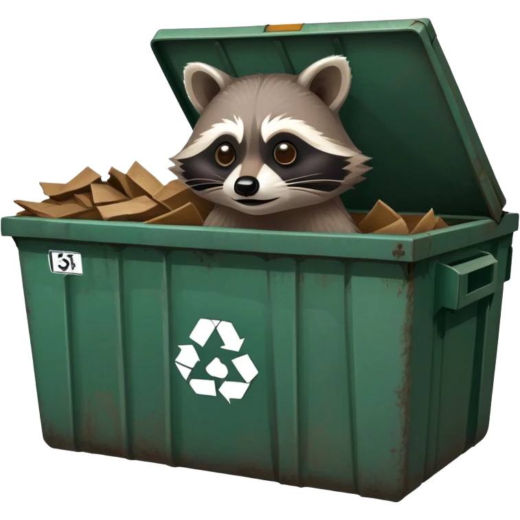 Raccoon in a dumpster emoji