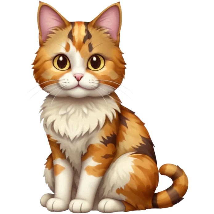 full body colourful light patched calico tabby cat with hazel eyes emoji