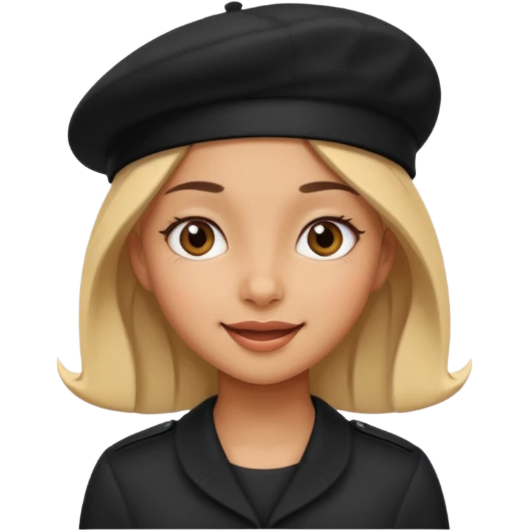 girl with a black beret, cheerful expression emoji