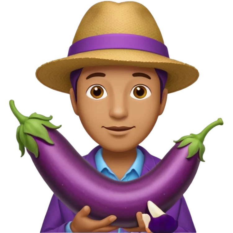 Man and long eggplant emoji
