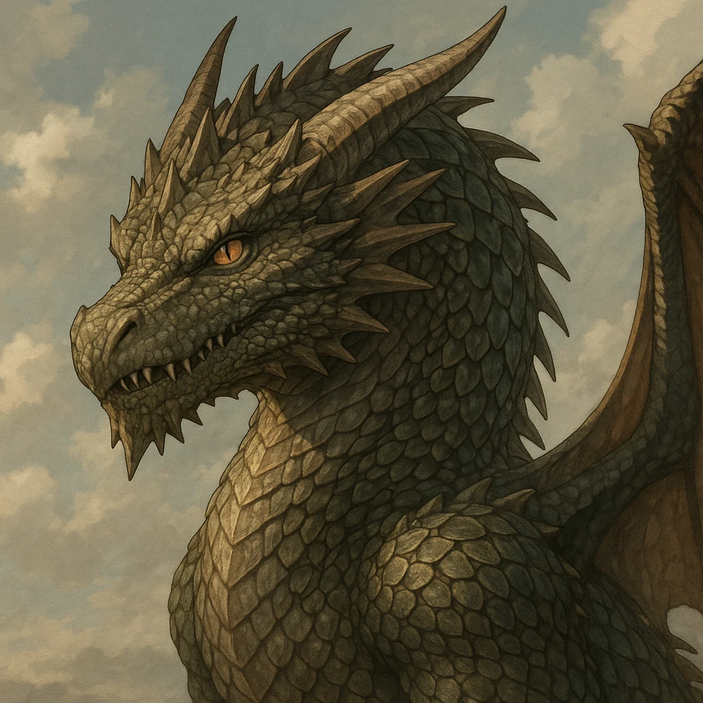 a realistic anime style dragon with detailed scales emoji