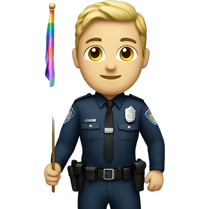 White police officer holding pride flag emoji