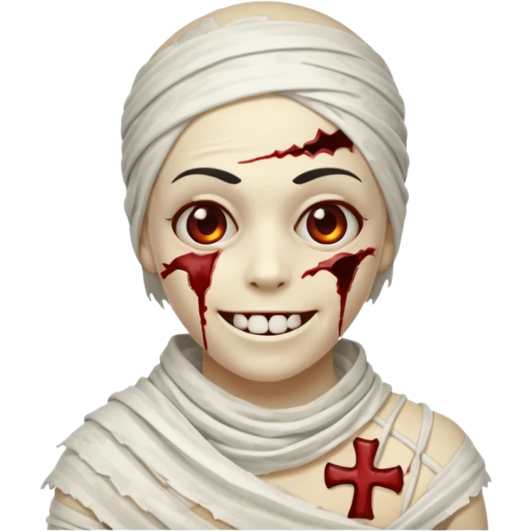 halloween mummy smiling and with blood stains emoji