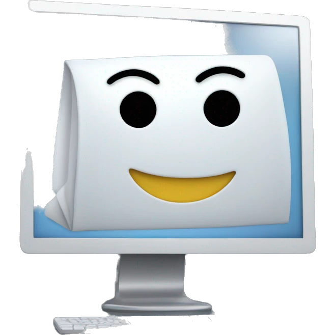 a computer showing an inbox in the screen emoji