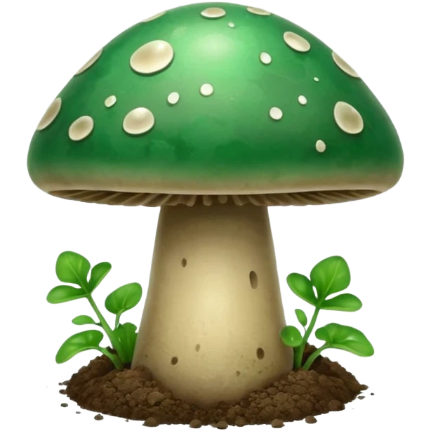 jade magic mushroom with dirt emoji