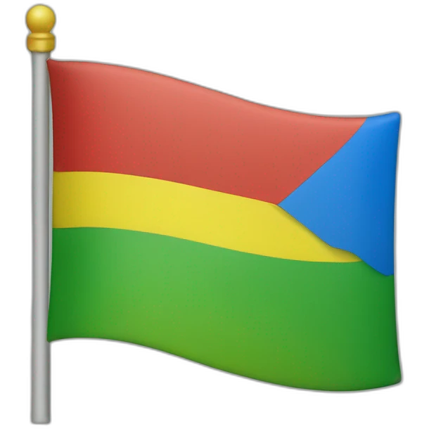 Make a flag with blue at the top, green in the middle and yellow at the bottom, with the ⵣ symbol in red in the middle. emoji