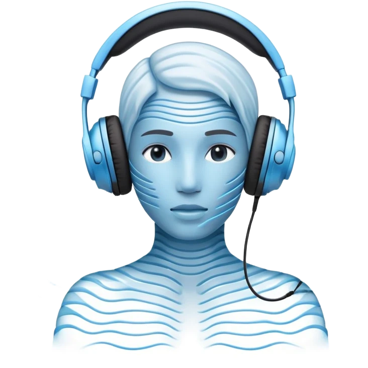 a living being made of sound waves listening to music with headphones emoji