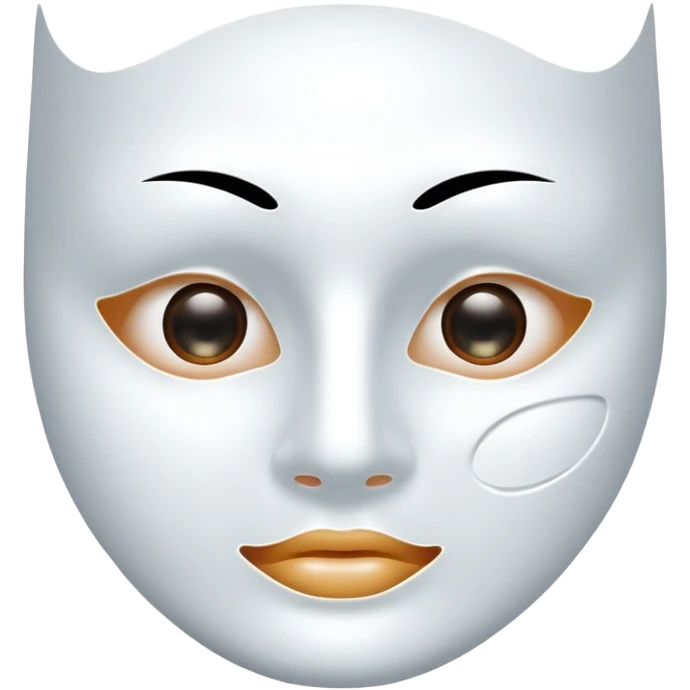 a sheet of white mask pack for face skincare beauty, transpalent holes on eyes and mouth, without real eyes and mouth emoji