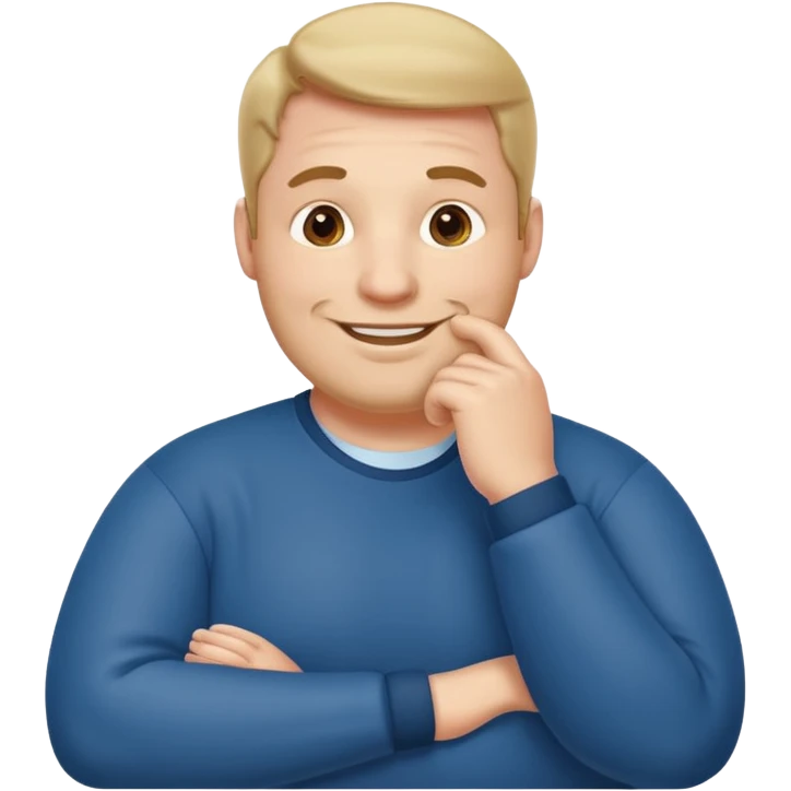 stocky man with hand on chin full length emoji