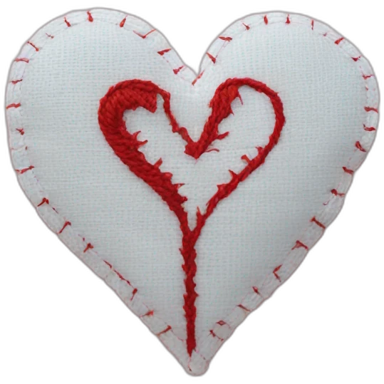 Broken heart sewn with a white thread emoji