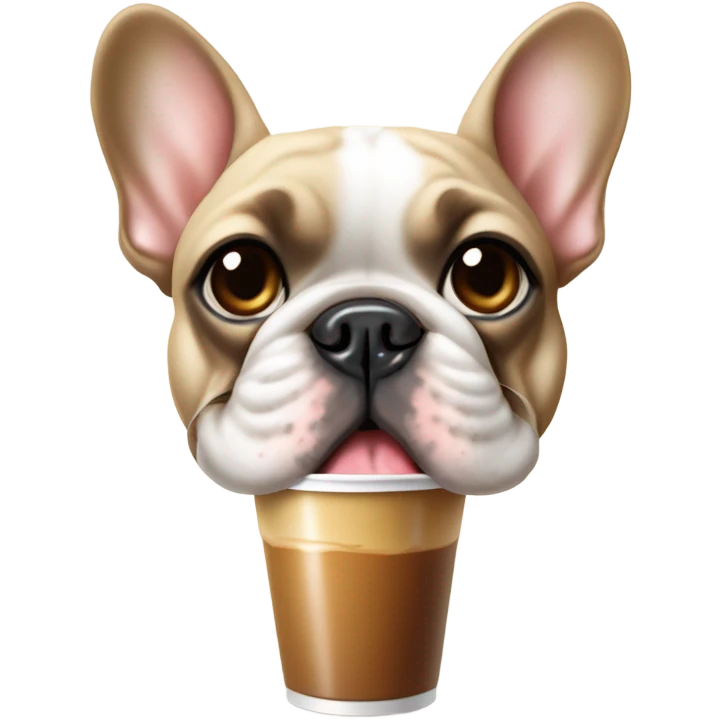 french bulldog drinking iced coffee emoji