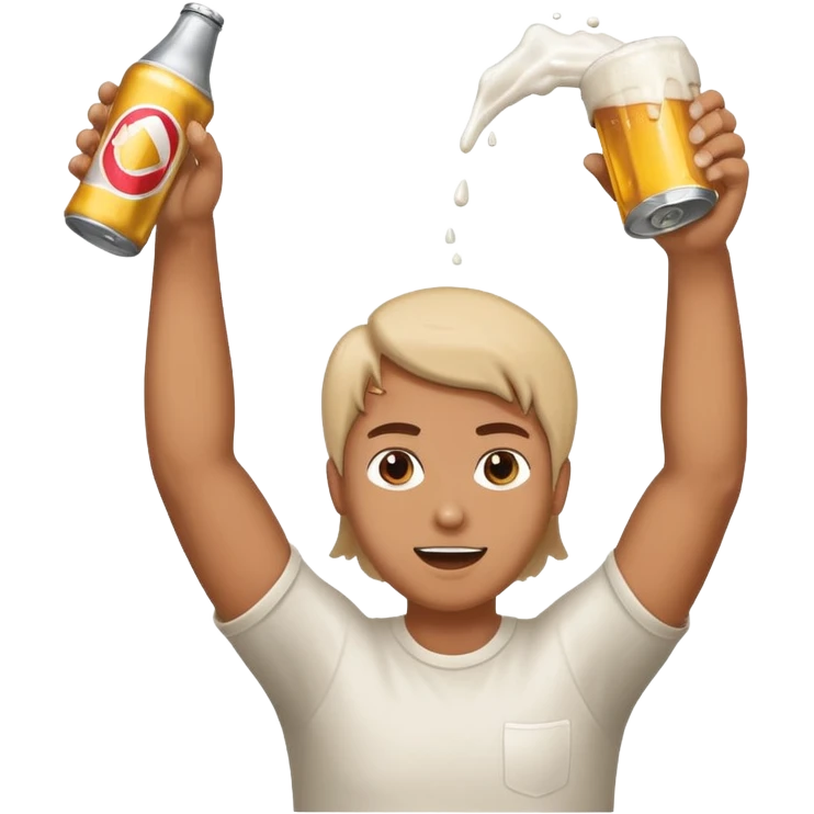 throwing beer can with the arm up in the air with spills from the can emoji