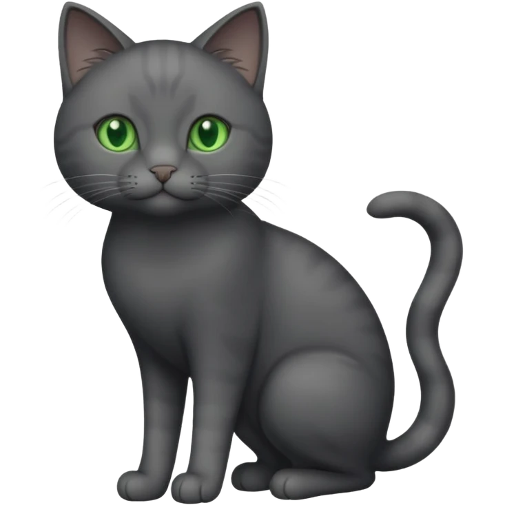 full body solid dark grey cat with green eyes and white paws and whiskers emoji