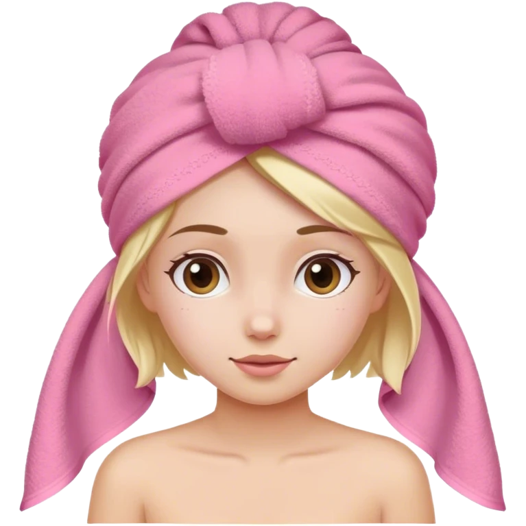 White girl with pink towel on head emoji