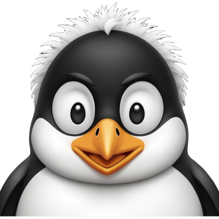 A penguin smiling with angry eyebrows emoji
