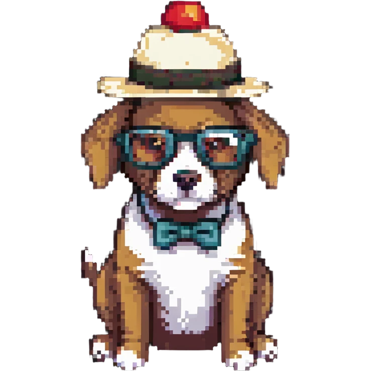 dog with a hat and glasses emoji