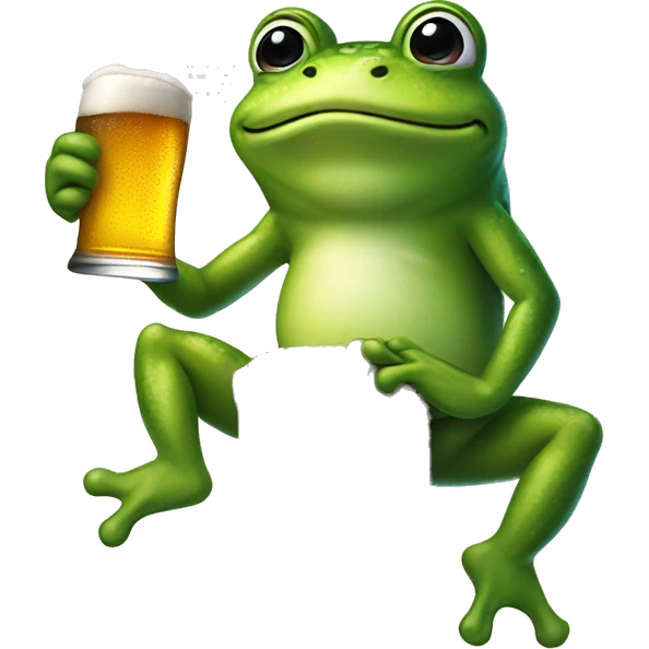 Frog on a stpole holding a beer emoji