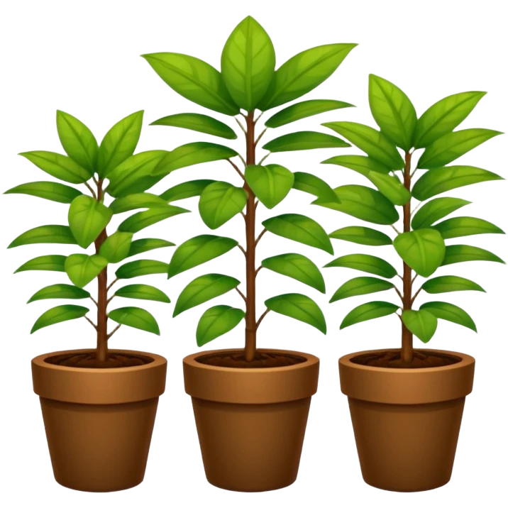 plantas en macetas rectangulares color café emoji