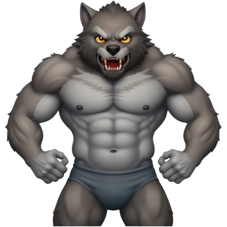 Werewolf with inflating belly emoji