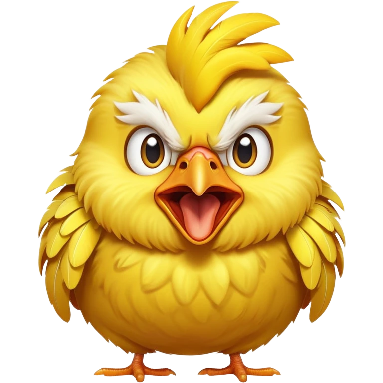 shouting yellow chicken with a funny expression emoji