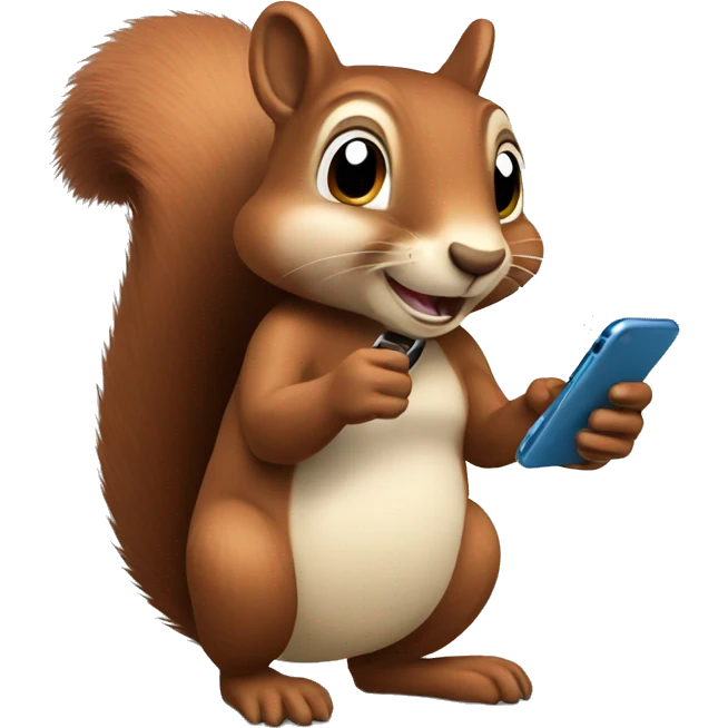 Squirrel using mobile phone emoji