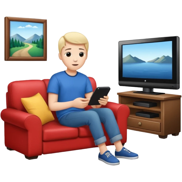 person watching a movie on the TV in their living room emoji