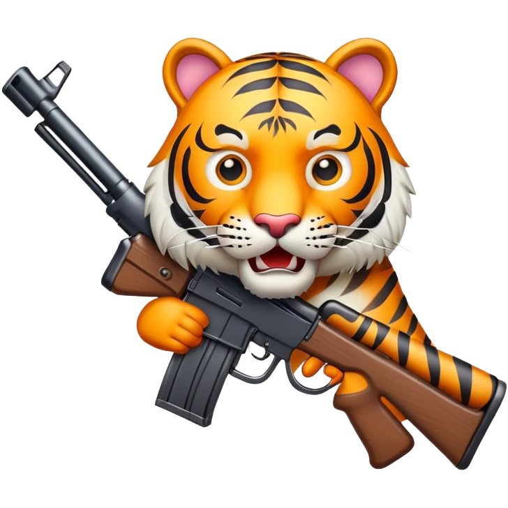 tiger face with toy rifle for action game Twitch emote emoji