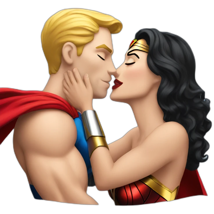 Super man kiss Wonder Woman emoji
