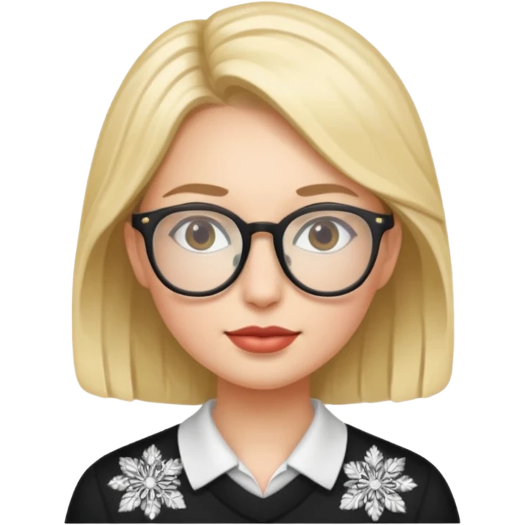 une belle personne avec beaucoup de details, des lunettes  emoji