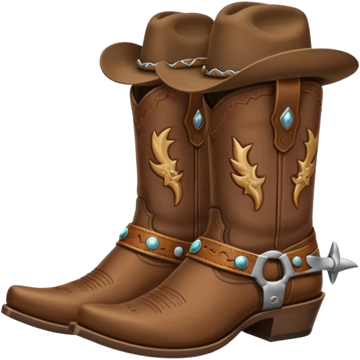 cowboy boot with spurs and a cowboy hat on top emoji