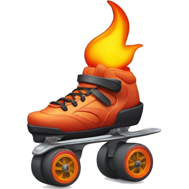 a rollerblade with fire in the wheels emoji