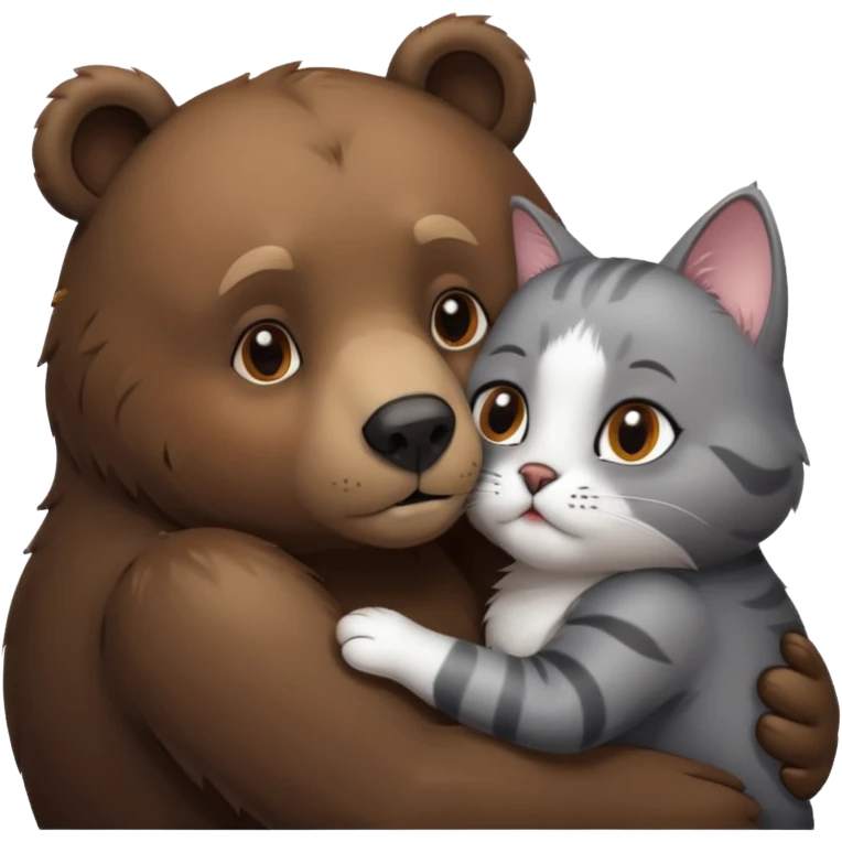 Bär küsst Katze erotisch emoji