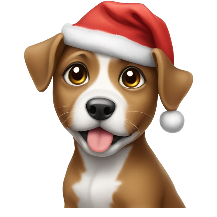 Puppy with a Christmas hat  emoji