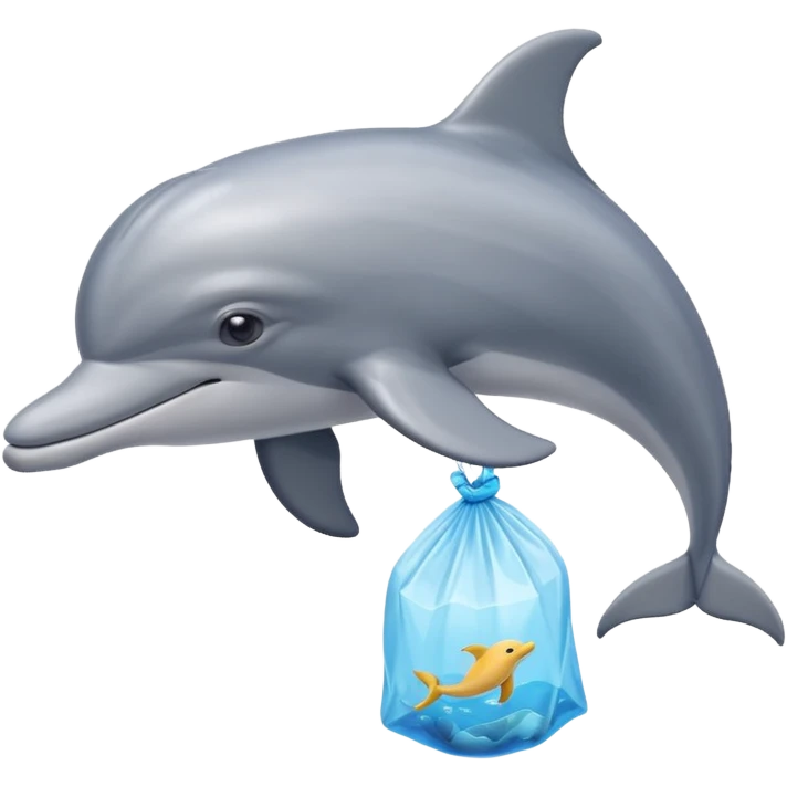 dolphin with plastic waste bag emoji