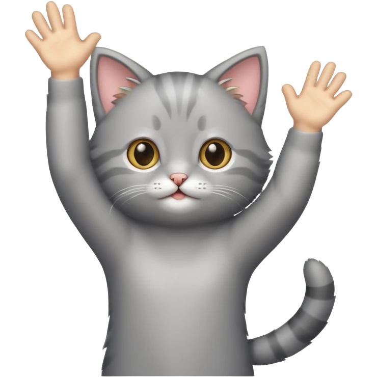 Gray kitten with arms up  emoji
