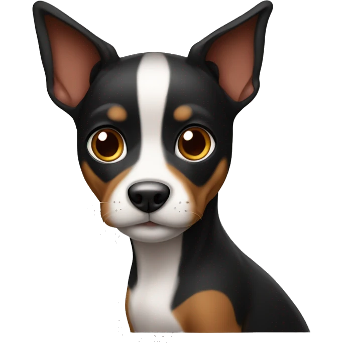 Pincher preto com rosto preto, branco e marrom emoji