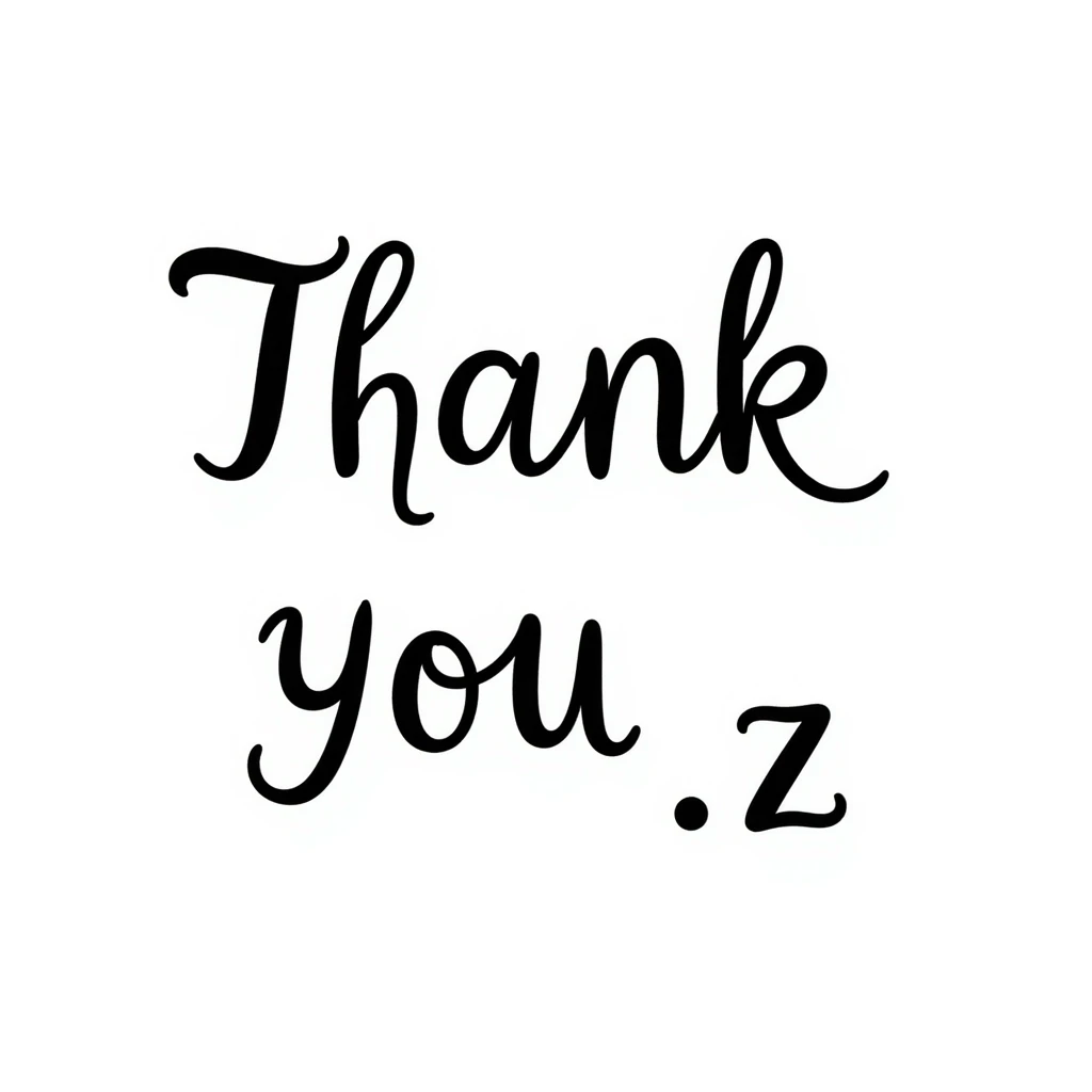 hand drawn 'Thank You' text with decorative elements, doodle style emoji