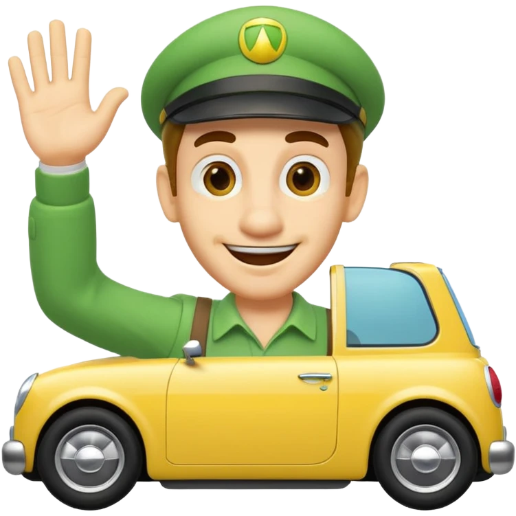 Luigi from Cars, smiling, waving emoji