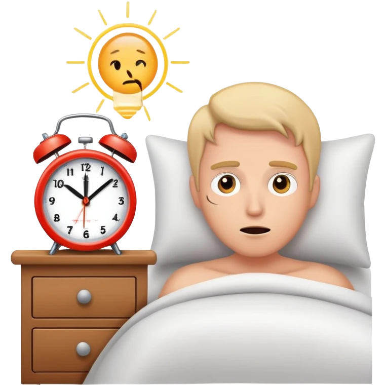character waking up with alarm clock ringing emoji