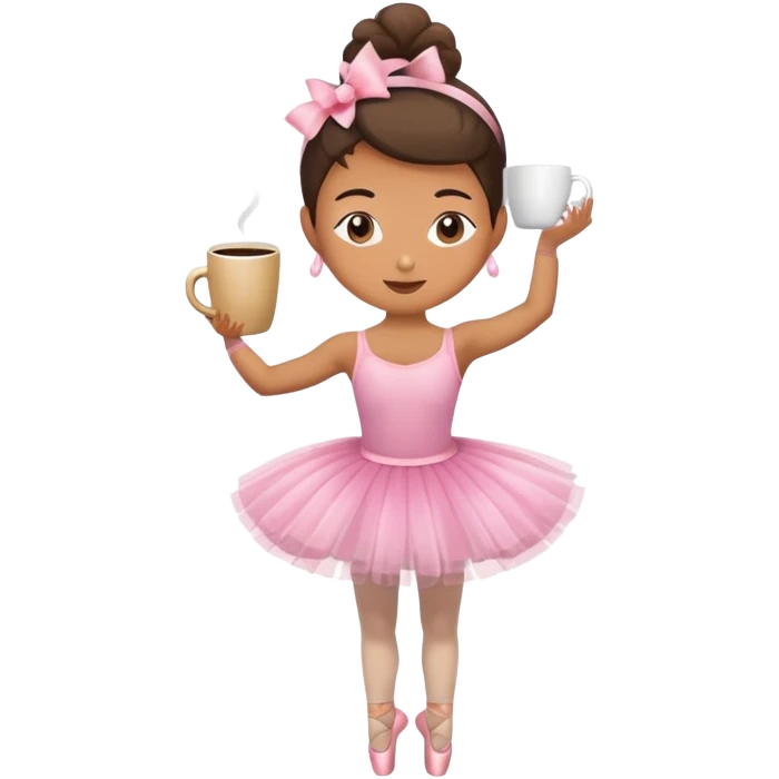 Ballet dancer performing with a coffee mug head emoji
