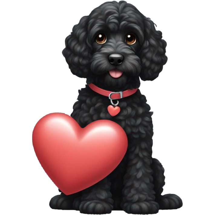 Black cockapoo with heart emoji