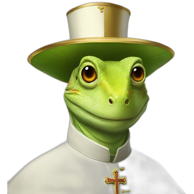 Lizard pope wearing pope hat emoji