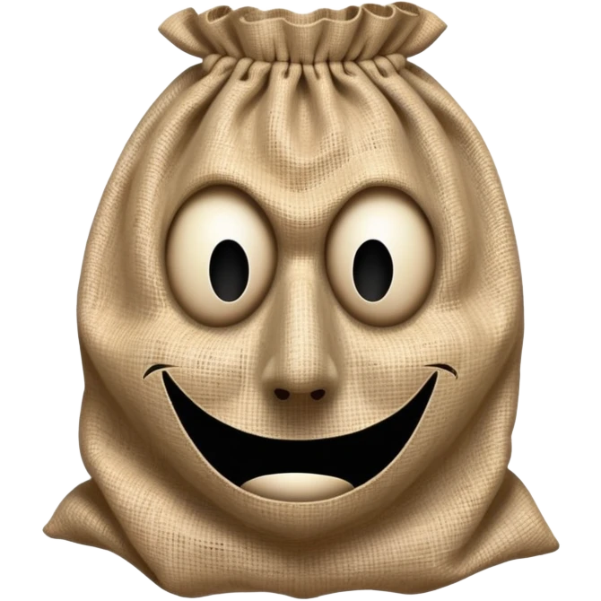 horror movie villain with burlap sack mask with one eyehole emoji
