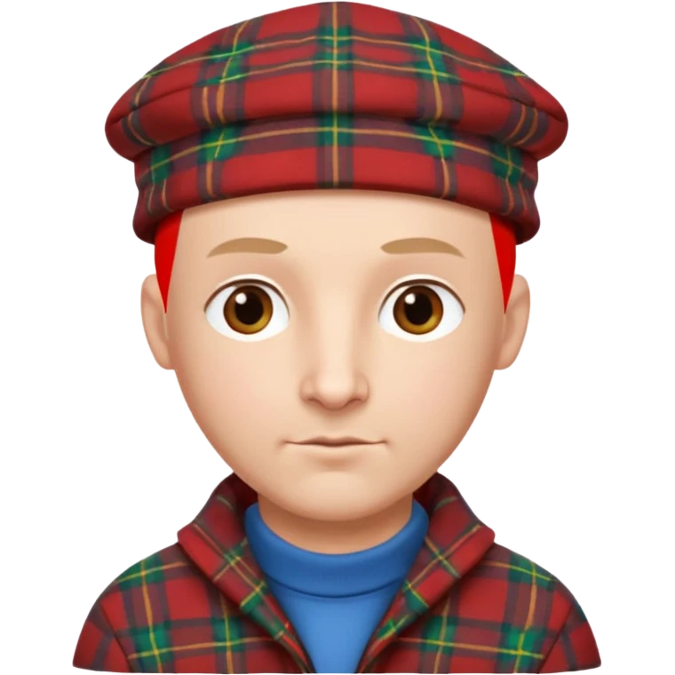 a bald man wearing a tartan flap cap looking really hopeful emoji